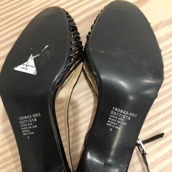 Colin Stuart Leather ankle strappy heel black 8 - Picture 10 of 13